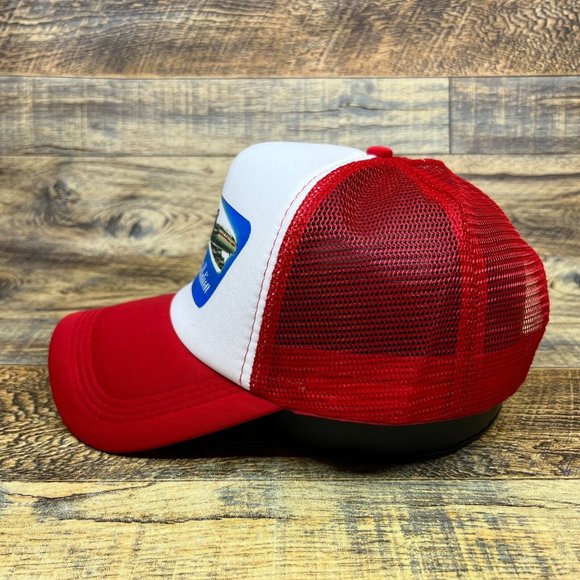 TWA Mens Trucker Hat Red Snapback Defunct Airline Vintage Logo Baseball Cap - Picture 3 of 7